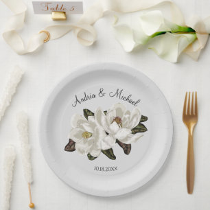 Assiettes En Carton Plaques de papier Magnolia en fleurs