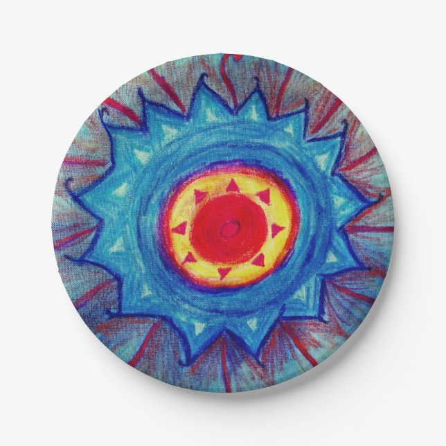 Assiettes En Carton Plaques de papier Mandala bleu (Devant)