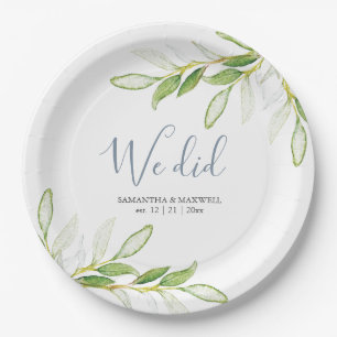 Assiettes En Carton Plaques de papier mariage Aquarelle Verdure