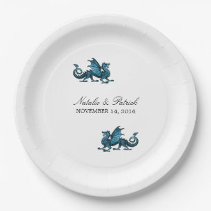 Assiettes En Carton Plaques de papier Mariage Dragon Bleu