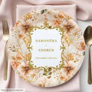 Assiettes En Carton Plaques de papier Mariage en or brillant