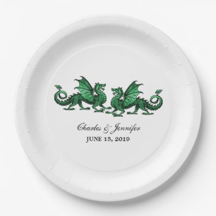 Assiettes En Carton Plaques de papier Mariage Green Elegon Dragons