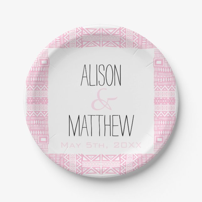 Assiettes En Carton Plaques de papier Mariage personnalisées Boho-chic (Devant)
