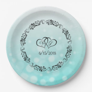 Assiettes En Carton Plaques de papier Mariage personnalisées turquoise
