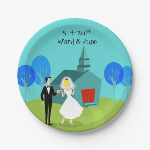 Assiettes En Carton Plaques de papier Mariage rétro personnalisables