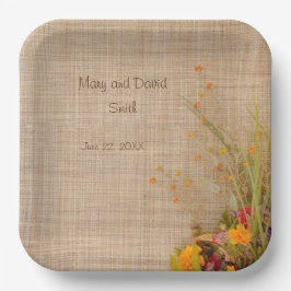 Assiettes En Carton Plaques de papier Mariage Rustique Fleurs d'automn