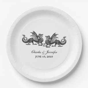Assiettes En Carton Plaques de papier Mariage Silver Elegant Dragons