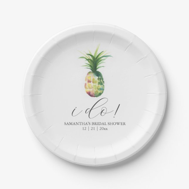 Assiettes En Carton Plaques de papier Mariage tropicale ananas (Devant)