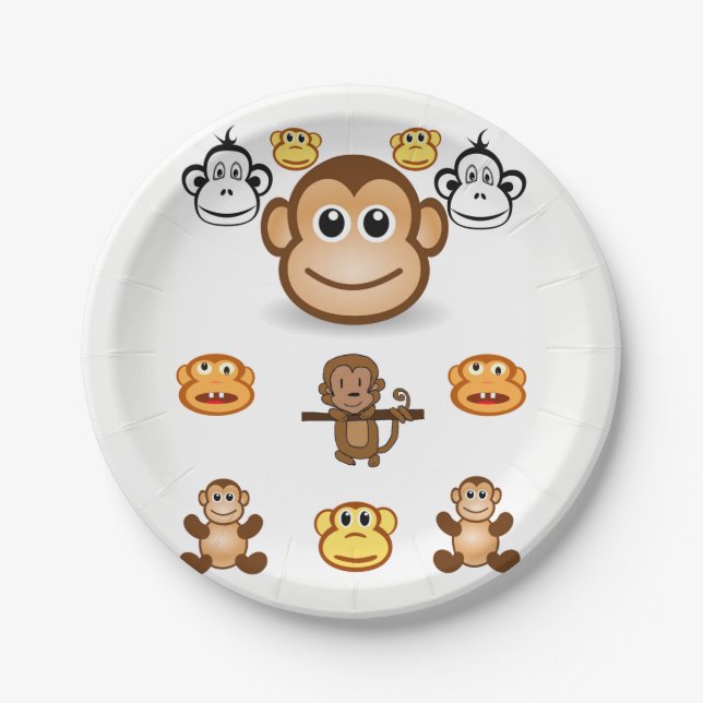 Assiettes En Carton Plaques de papier Monkeys (Devant)