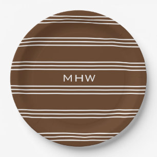 Assiettes En Carton Plaques de papier monogramme personnalisées à rayu