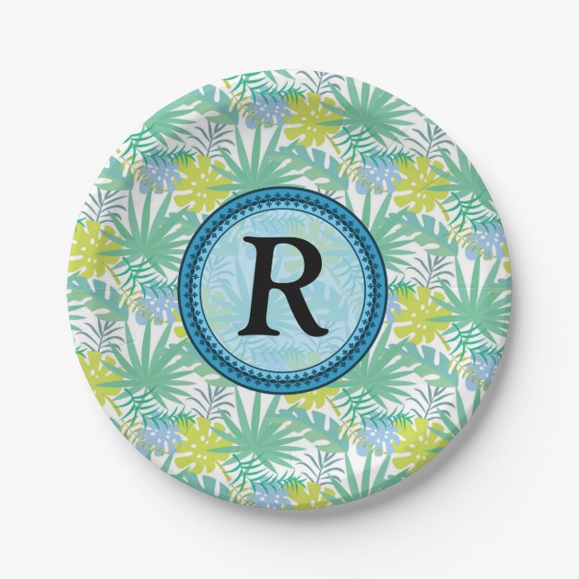 Assiettes En Carton Plaques de papier monographique tropicale (Devant)