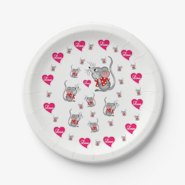 Assiettes En Carton Plaques de papier Morceaux Saint-Valentin (Devant)