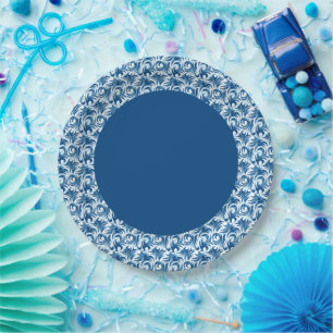 Assiettes En Carton Plaques de papier Motif blanc et bleu