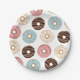 Assiettes En Carton Plaques de papier Motif d'anniversaire de Donut