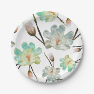 Assiettes En Carton Plaques de papier Motif Magnolia