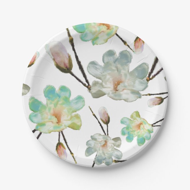 Assiettes En Carton Plaques de papier Motif Magnolia (Devant)