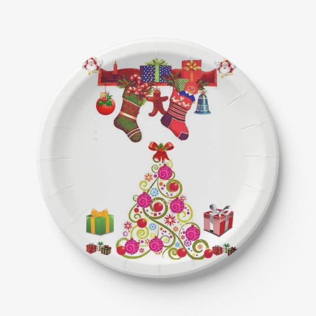 Assiettes En Carton Plaques de papier Noël (Devant)