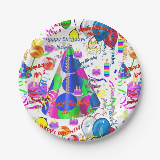 Assiettes En Carton Plaques de papier novembre, 5 anniversaire (Devant)
