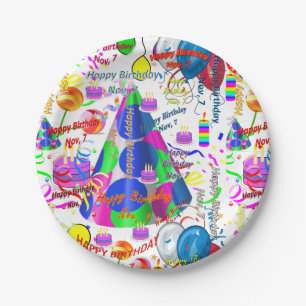 Assiettes En Carton Plaques de papier novembre, 7 anniversaire