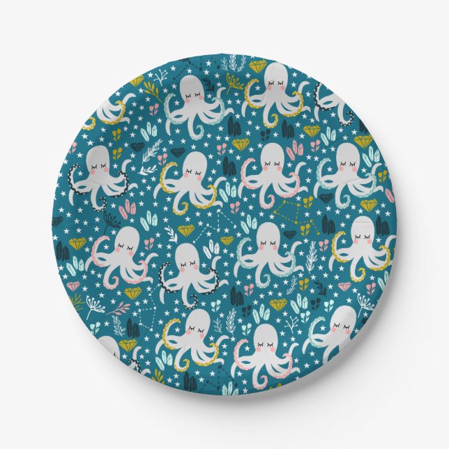 Assiettes En Carton Plaques de papier octopus (Devant)