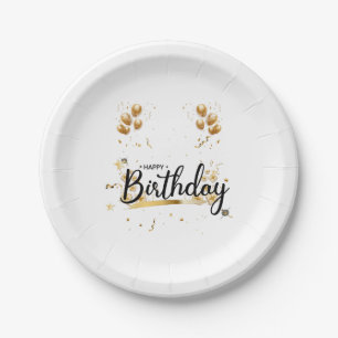 Assiettes En Carton Plaques de papier or d'anniversaire joyeuses