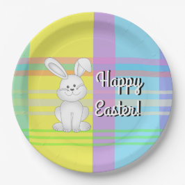 Assiettes En Carton Plaques de papier Pâques Bunny Plaid