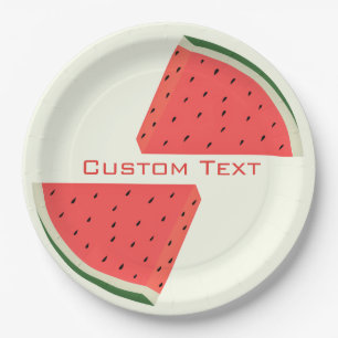 Assiettes En Carton Plaques de papier pastèque - Votre texte - Nom