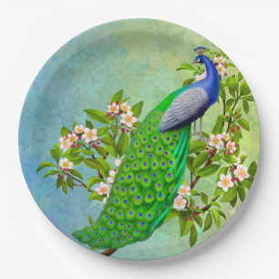 Assiettes En Carton Plaques de papier Peacock bleu indien exotique
