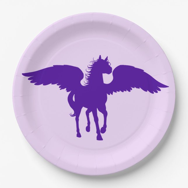 Assiettes En Carton Plaques de papier Pegasus pourpres (Devant)