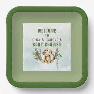Assiettes En Carton Plaques de papier personnalisées Baby shower singe