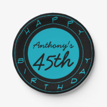 Plaques de papier personnalisées Blue 45th Birthda
