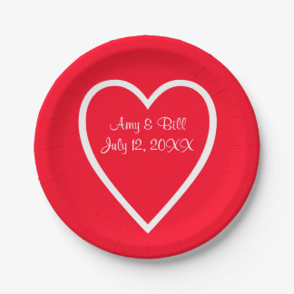Assiettes En Carton Plaques de papier personnalisées Mariage blanc rou