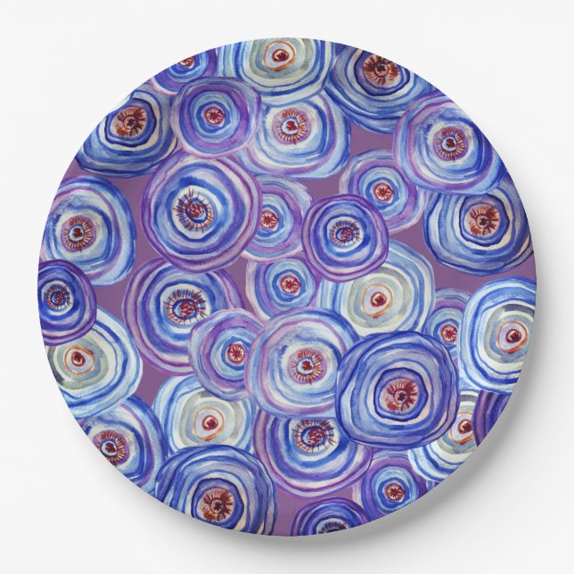 Assiettes En Carton Plaques de papier personnalisées Purple Circles, P (Devant)