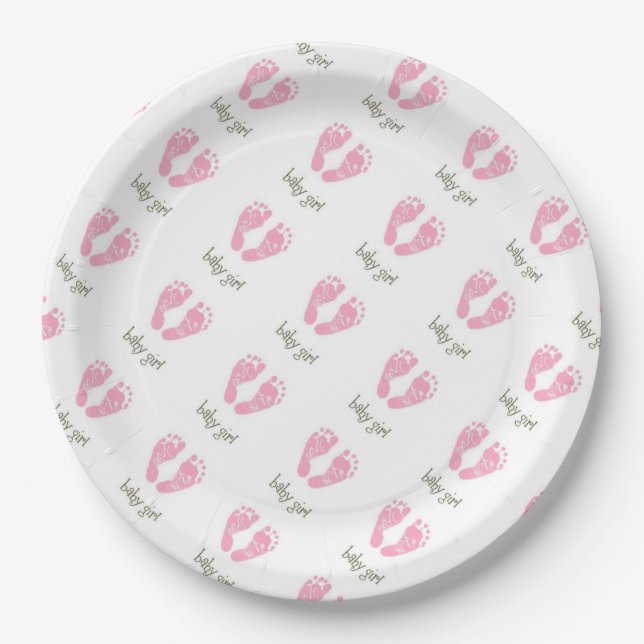 Assiettes En Carton Plaques de papier / Pieds bébé fille (Devant)