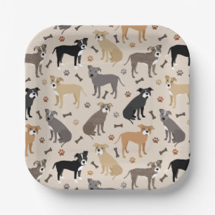 Assiettes En Carton Plaques de papier Pitbulles et d'os