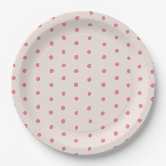 Assiettes En Carton Plaques de papier point rose (Devant)