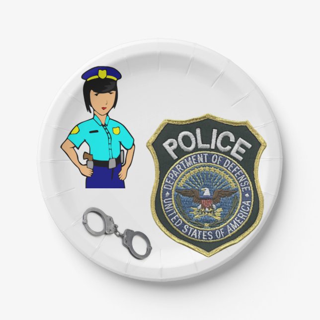 Assiettes En Carton Plaques de papier Police Femme (Devant)
