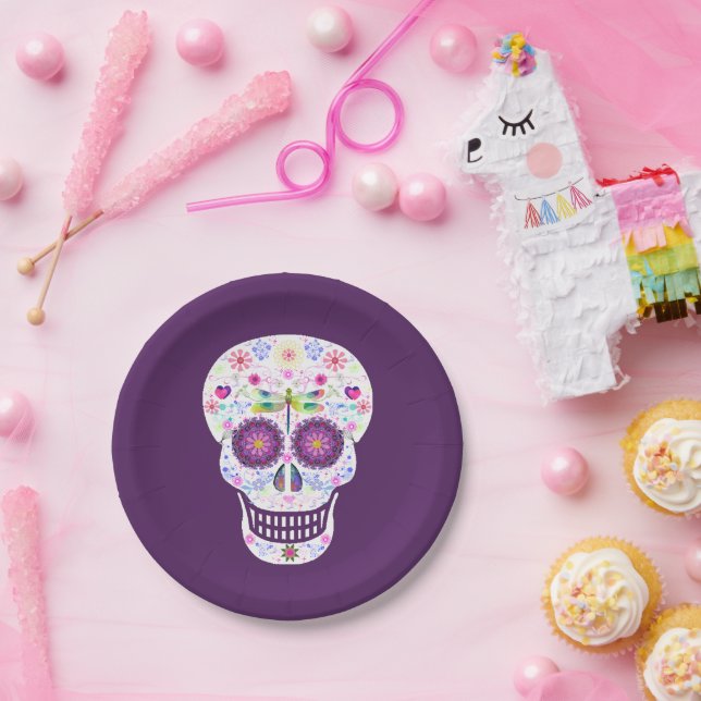 Assiettes En Carton Plaques de papier pour dragonfly SUgar Skull (Fête)