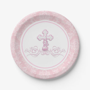 Assiettes En Carton Plaques de papier pour fille Baptême