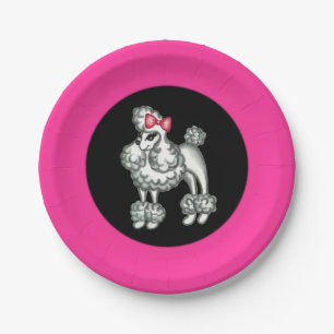 Assiettes En Carton Plaques de papier Retro Poodle Party