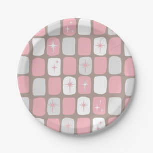 Assiettes En Carton Plaques de papier Retro Rose Starburts