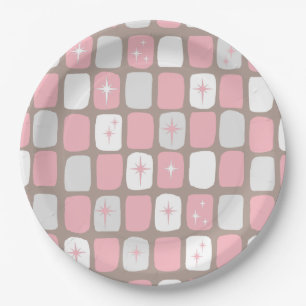 Assiettes En Carton Plaques de papier Retro Rose Starburts