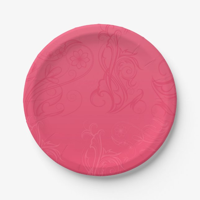 Assiettes En Carton Plaques de papier rose Abstraites (Devant)