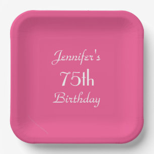 Assiettes En Carton Plaques de papier rose chaud, 75e anniversaire
