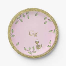 Assiettes En Carton Plaques de papier rose "Oiseaux d'or"