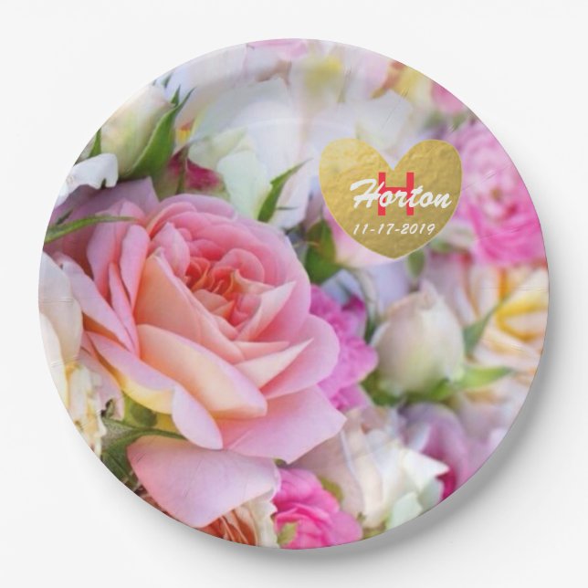 Assiettes En Carton Plaques de papier Rose personnalisées (Devant)