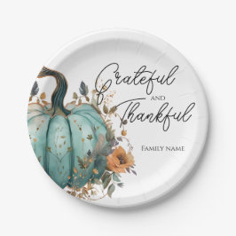 Assiettes En Carton Plaques de papier rustique Citrouille bleu Thanksg