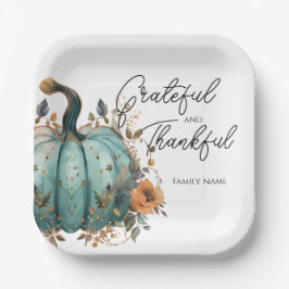Assiettes En Carton Plaques de papier rustique Citrouille bleu Thanksg