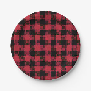 Assiettes En Carton Plaques de papier rustique Red Flannel
