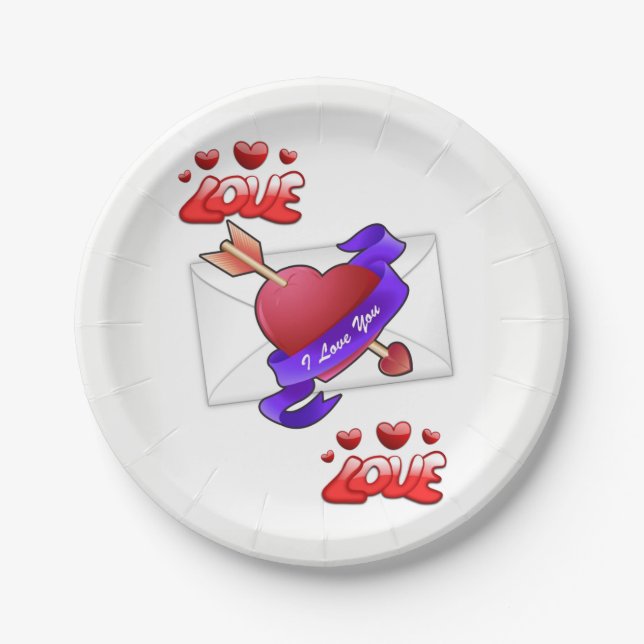 Assiettes En Carton Plaques de papier Saint-Valentin (Devant)